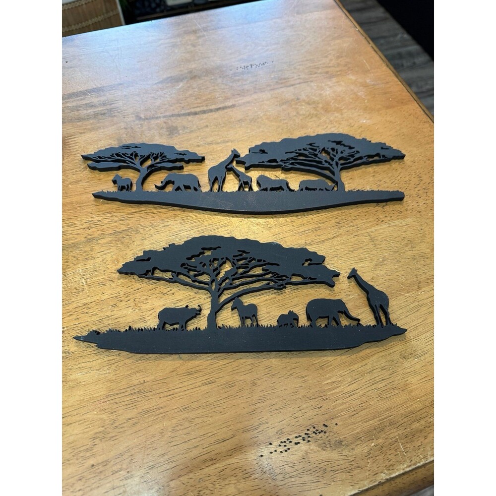 2 safaris scene wooden cut outs